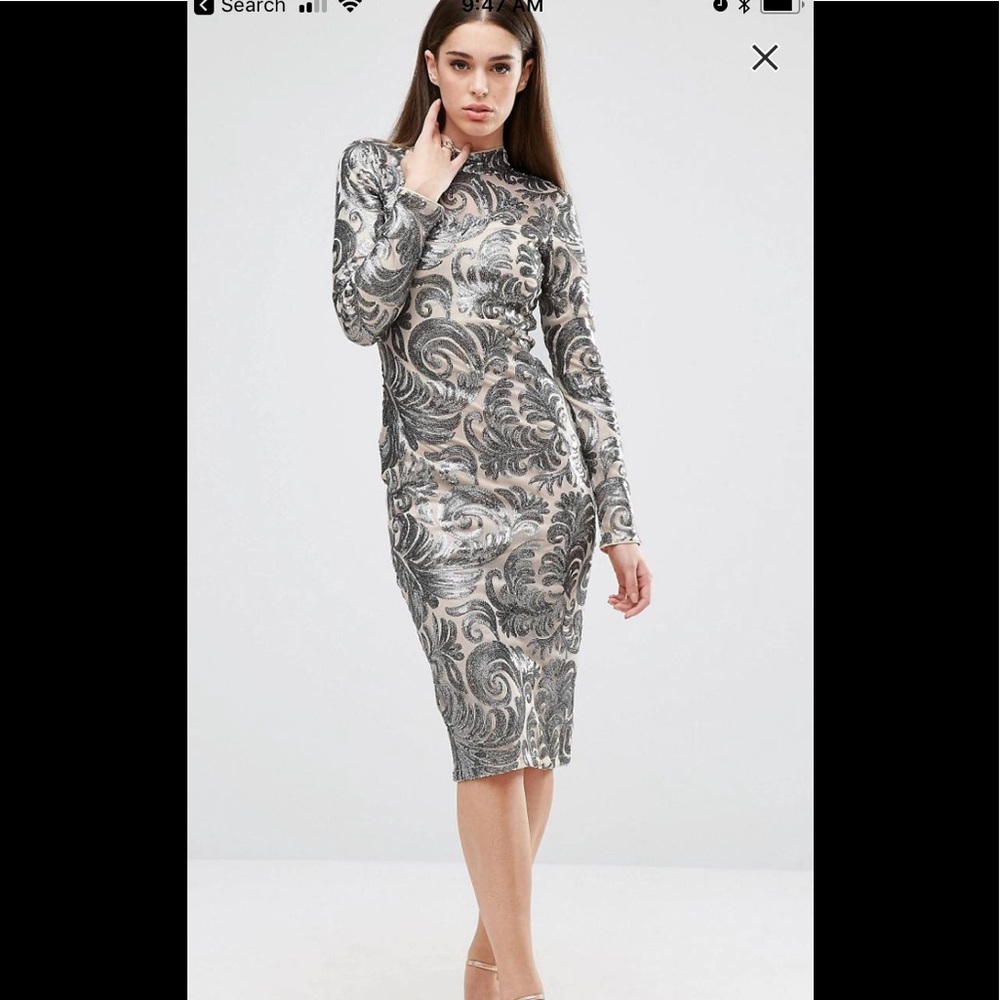 Sequin high neck dress